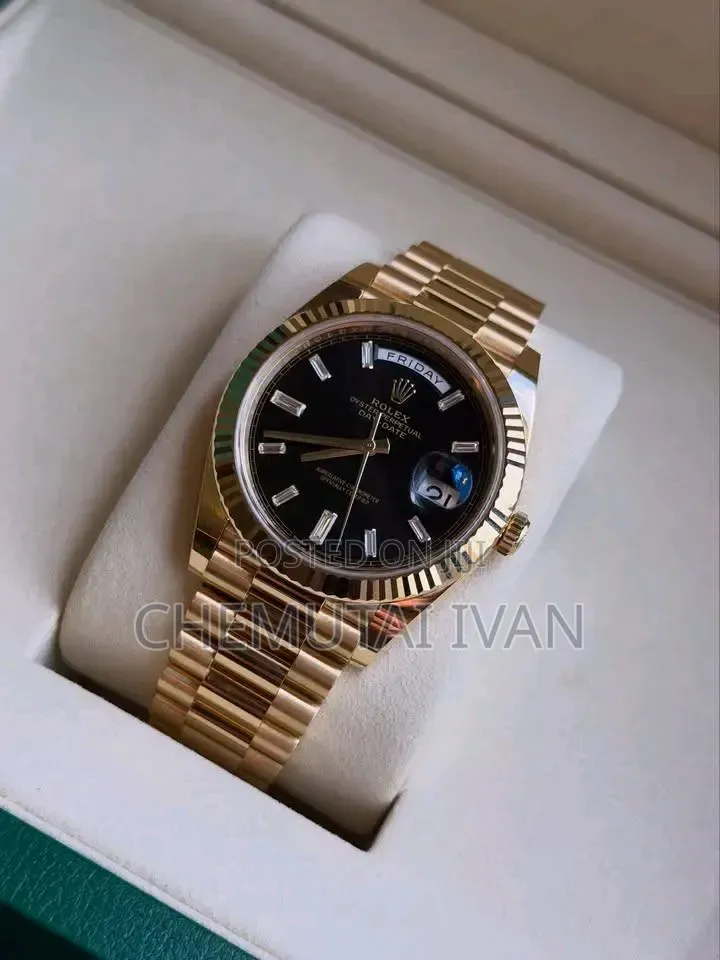 Gold Black Interface Rolex Watch