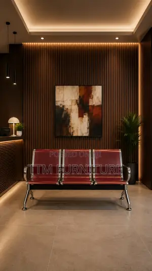 Waiting Chair (3 Seater, Burgundy)