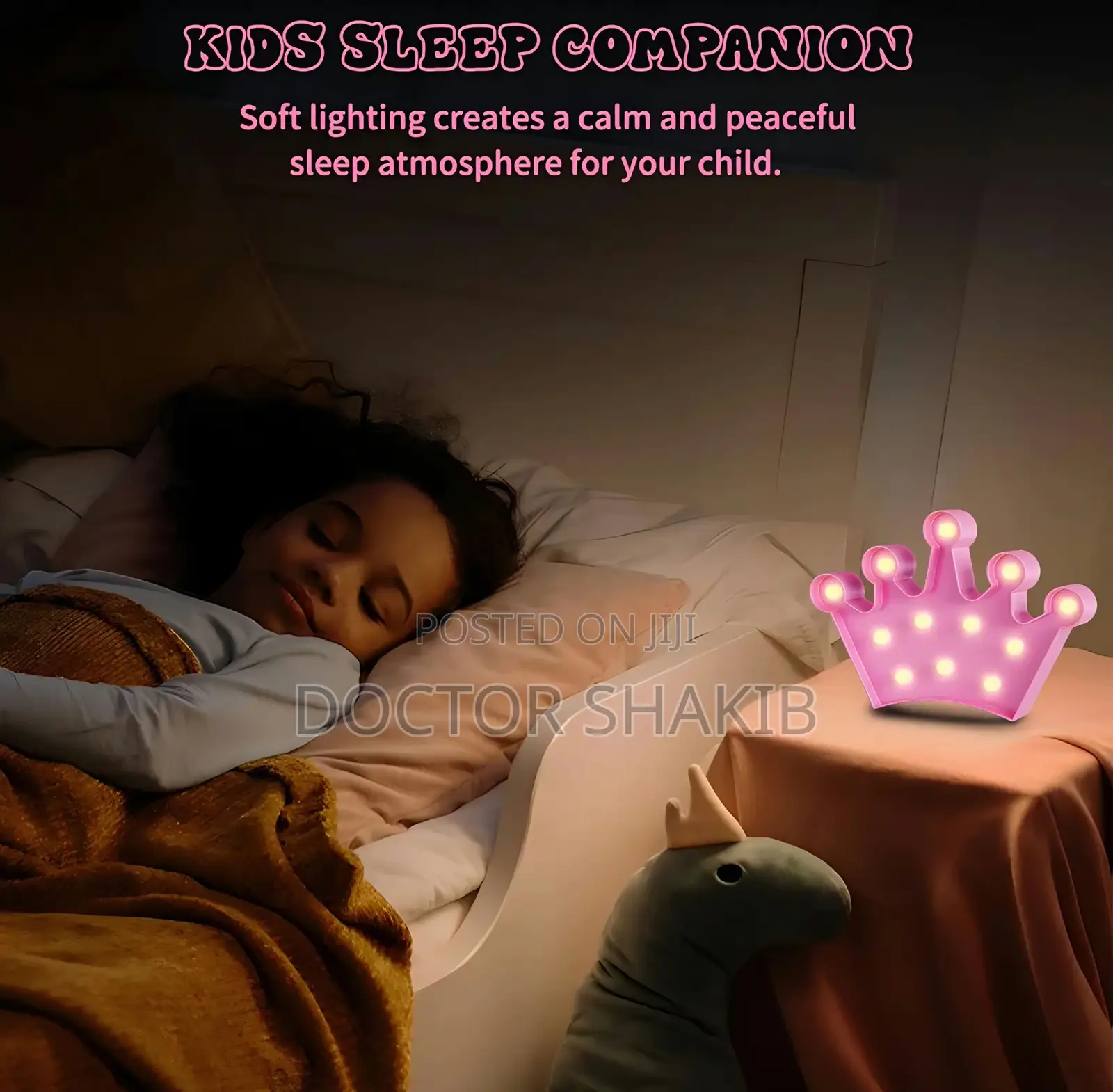 1pc 3D Kids Crown-Shaped LED Marquee Night Light