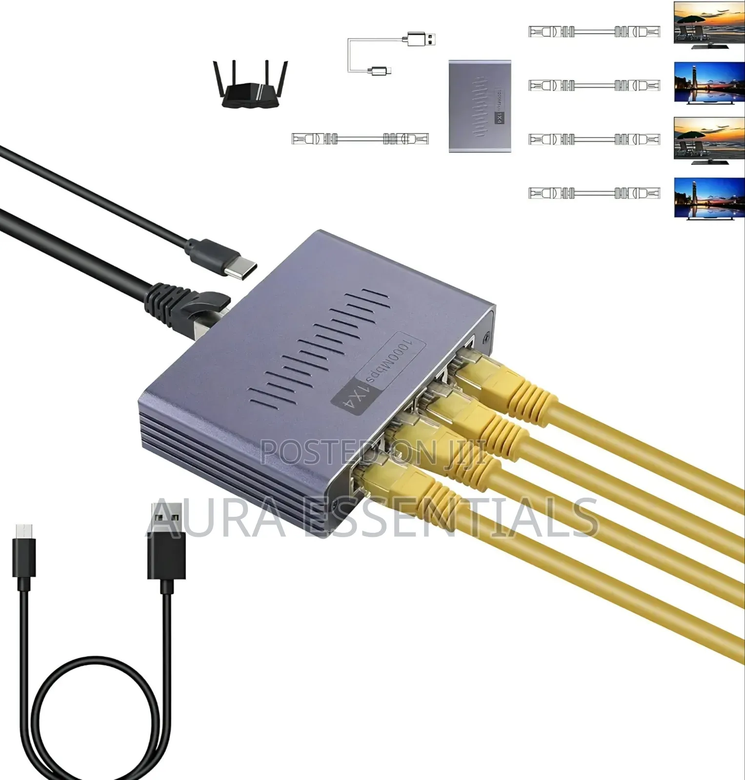 Aoweixun RJ45 1-to-4 Gigabit Ethernet Network Splitter