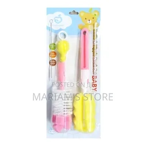 Multicoloured Baby Bottle and Nipple Cleaning Brush Set,