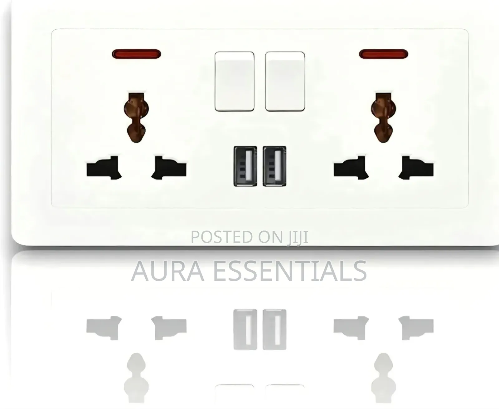 2-Gang Universal Switched Wall Socket With USB Ports