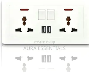 2-Gang Universal Switched Wall Socket With USB Ports