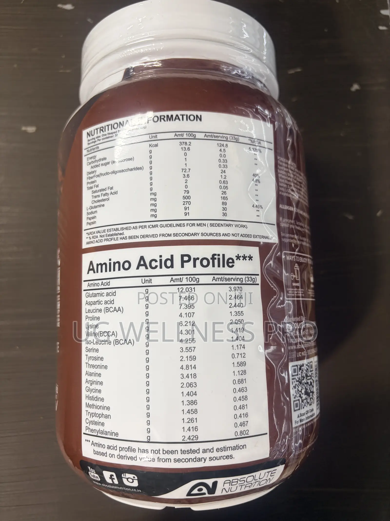 Absolute Nutrition Whey Protein + Isolate (1kg, Chocolate, 30 Servings