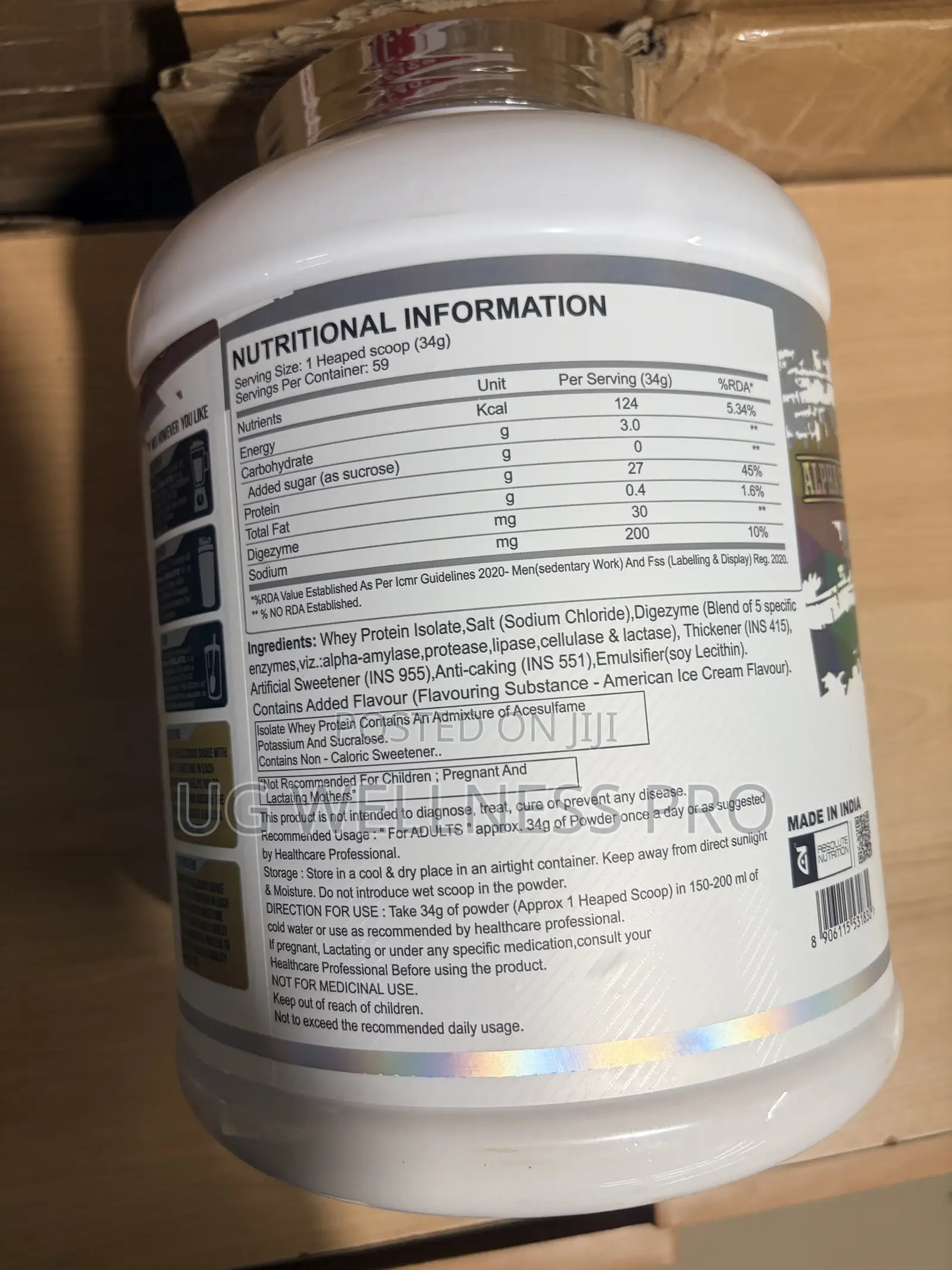 Absolute Nutrition Whey Isolate 2kg (American Ice Cream)59 Servings