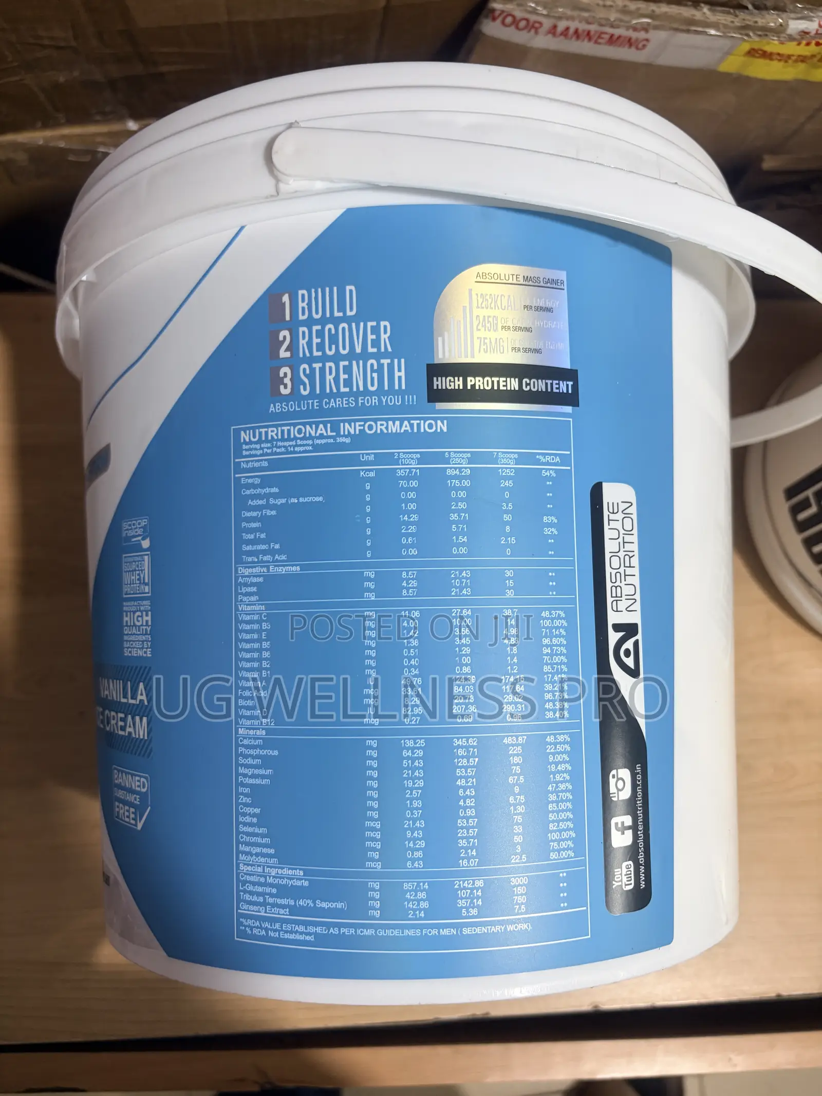 Absolute Nutrition Mass Gainer 5kg (Vanilla) - 50g Protein 14 Servings