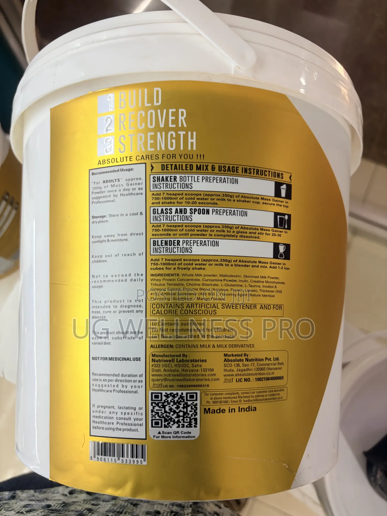 Absolute Nutrition Mass Gainer 5kg (Mango) - 50g Protein 14 Servings