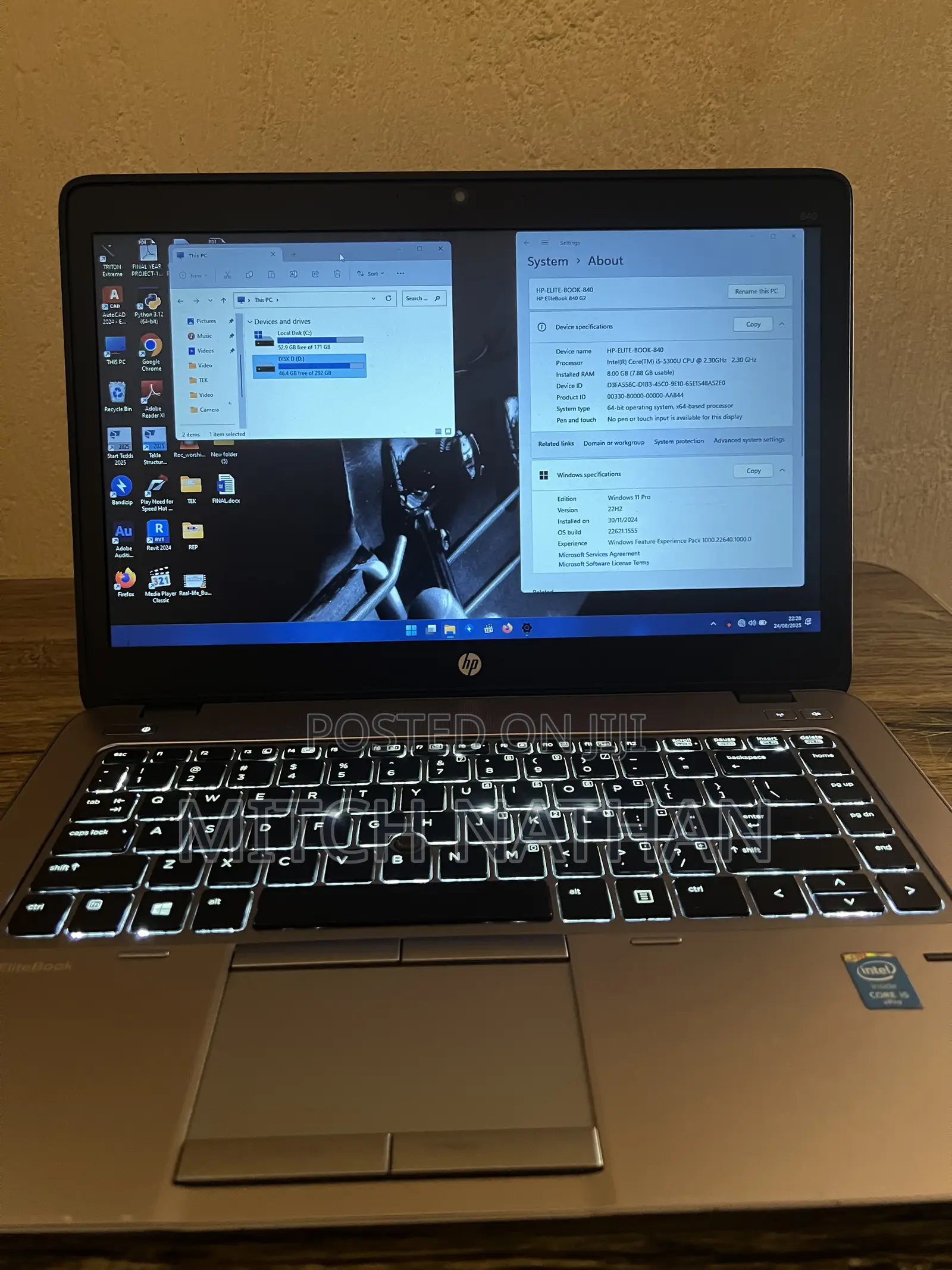 Laptop HP EliteBook 840 G5 8GB Intel Core i5 HDD+SSD 512GB