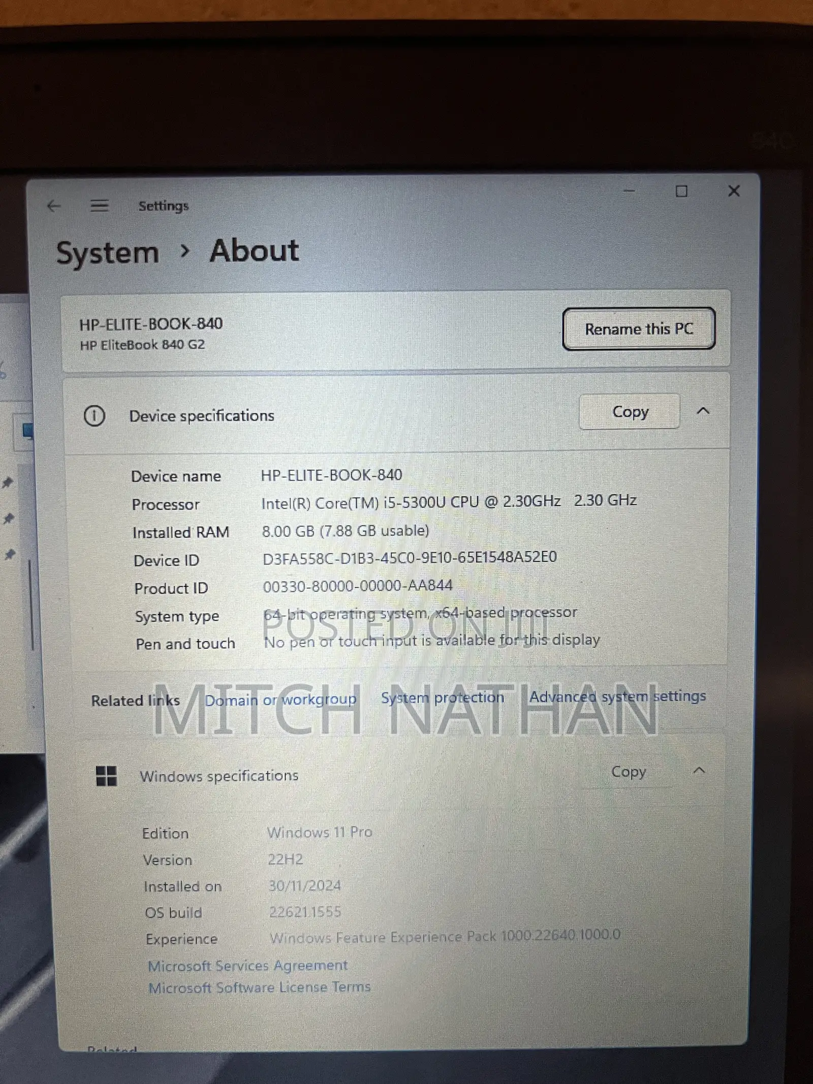 Laptop HP EliteBook 840 G5 8GB Intel Core i5 HDD+SSD 512GB