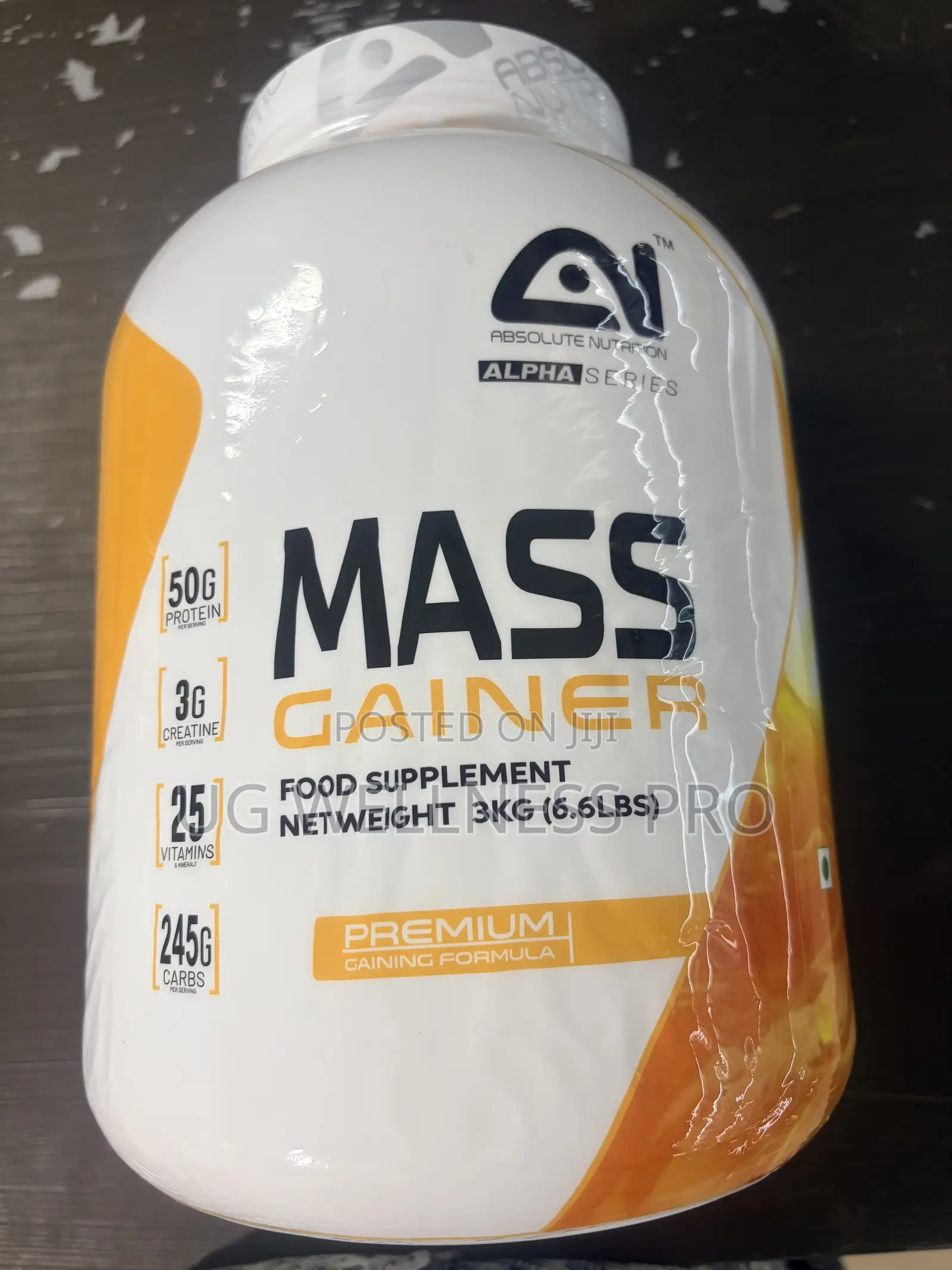 Absolute Nutrition Mass Gainer 3kg (Mango) - Zero Sugar, 8 Servings