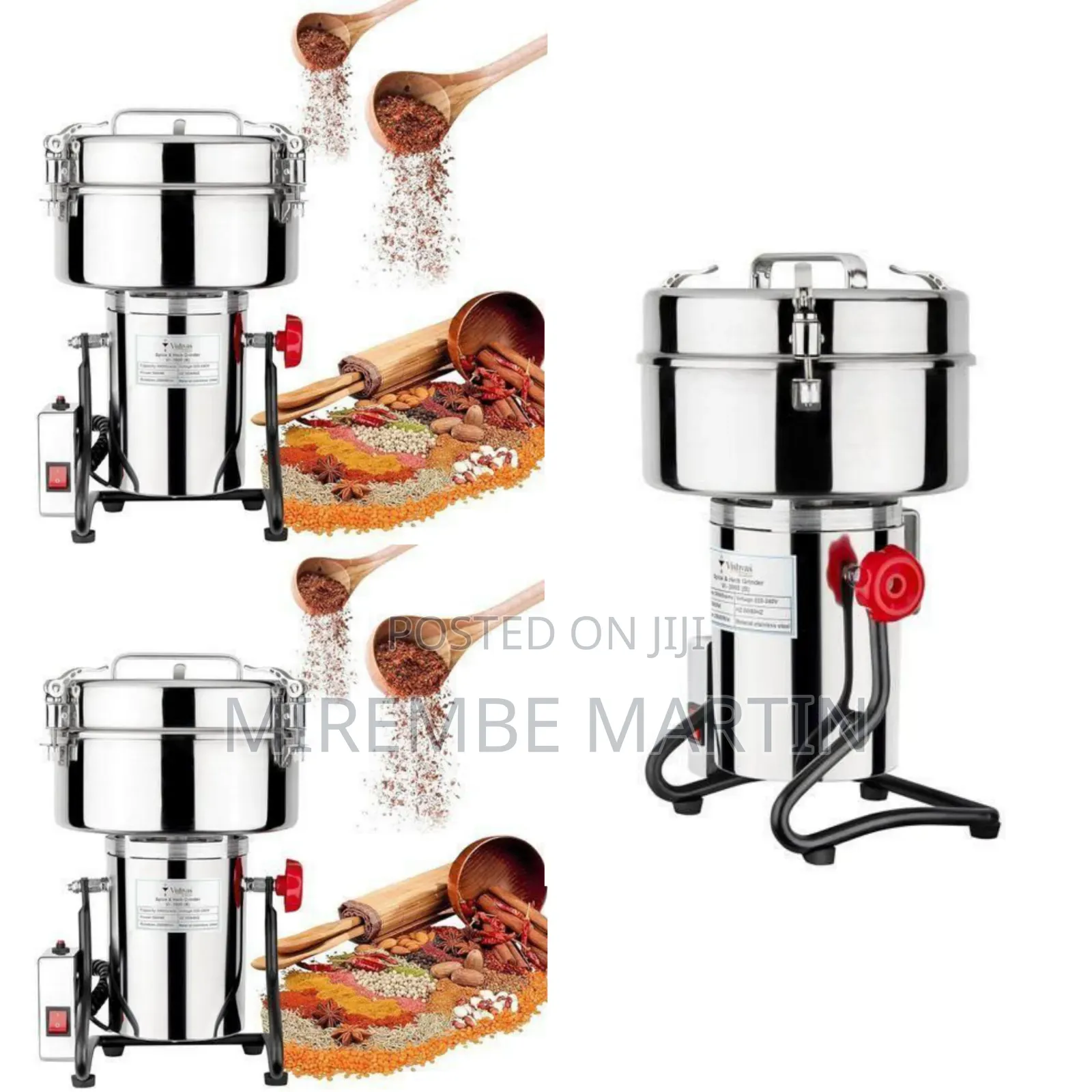 Professional High-Speed Stainless Stel Spice and Herb Grinder - Silver