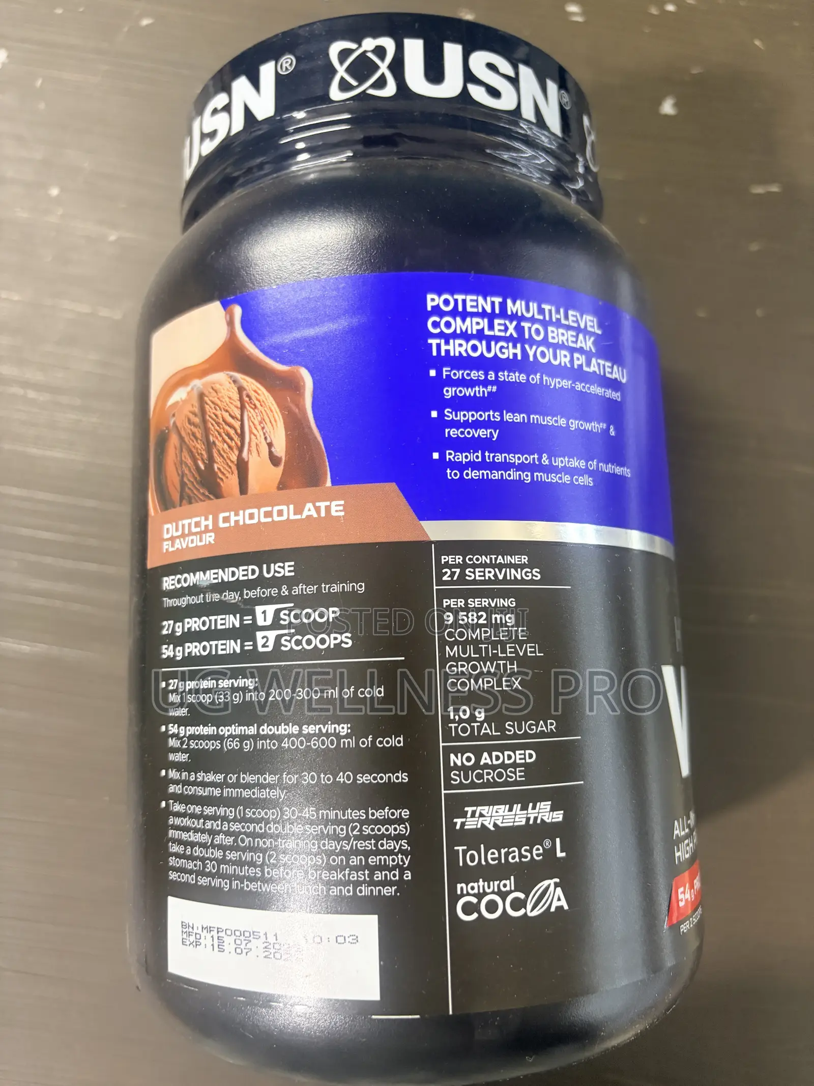 USN Hardcore Whey High Protein Complex (Dutch Chocolate, 27 Servings)