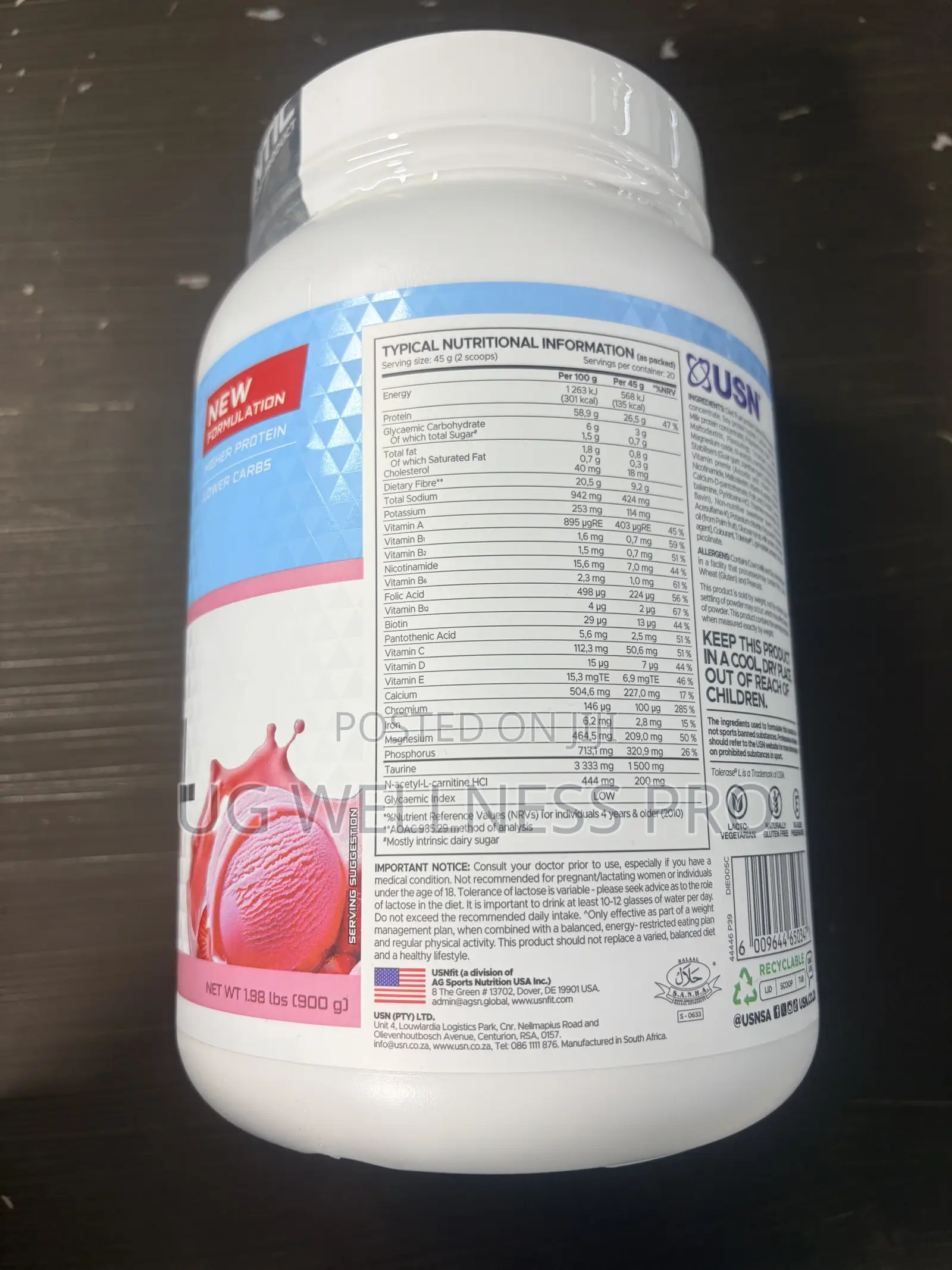 USN Diet Fuel Ultralean Weight Loss Shake (Strawberry, 20 Servings)