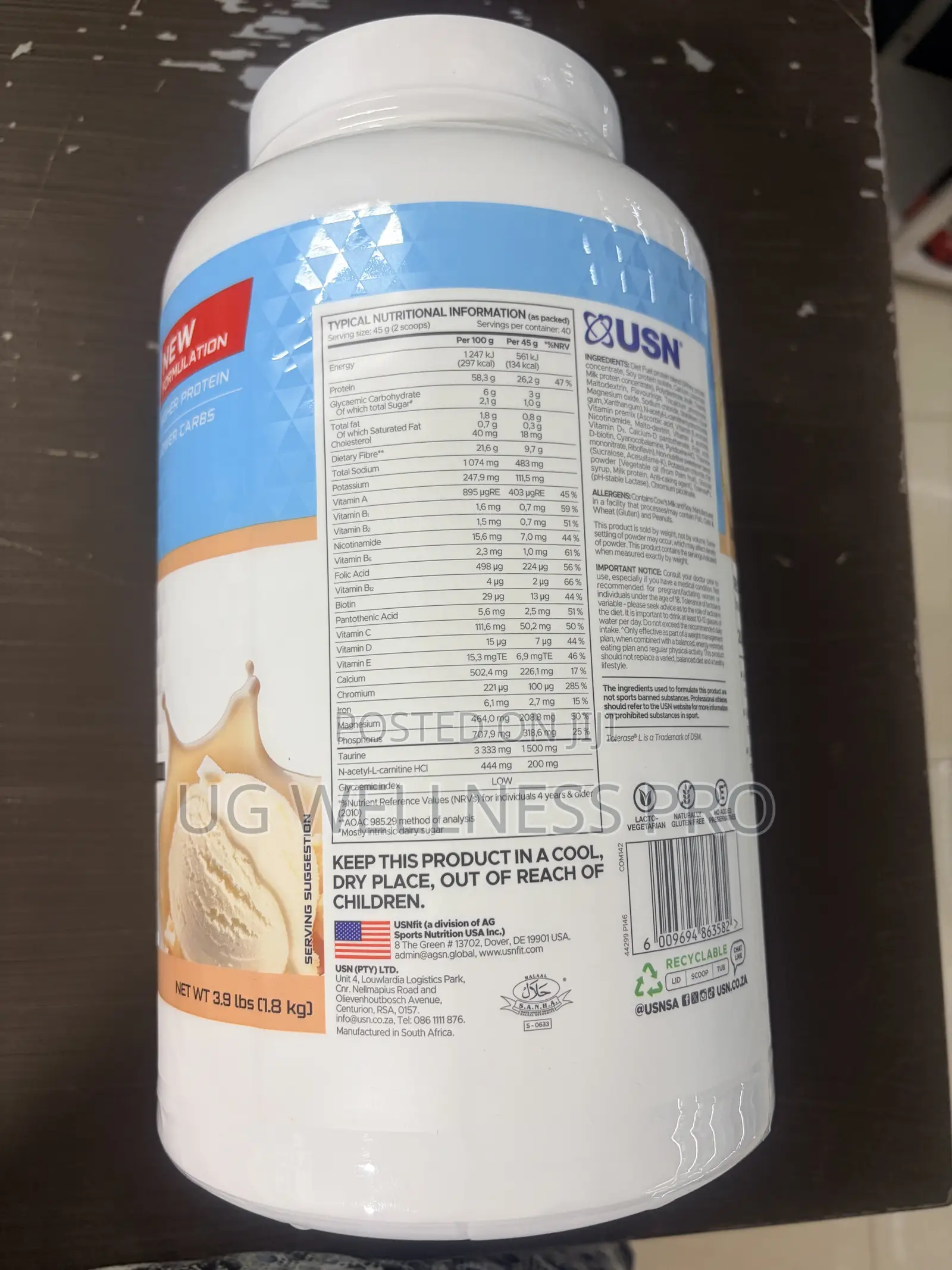 USN Diet Fuel Ultralean Weight Loss Shake 1.8kg (Vanilla, 40 Servings)