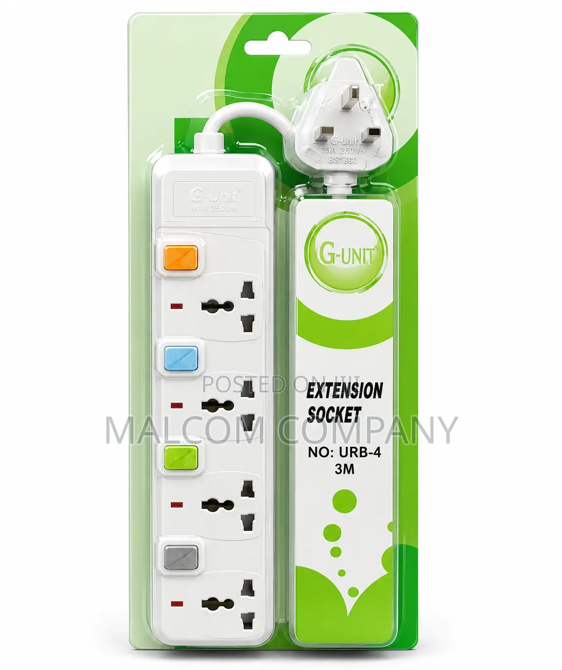 G-Unit 4-Way Extension Socket 3M Cable– Power Extension in Uganda