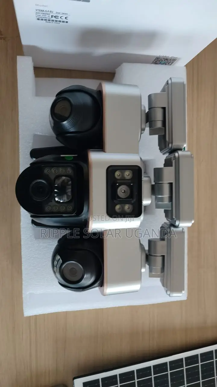 3 Lens Solar Security Camera With Motion Sensor Lights Outdoor CCTV