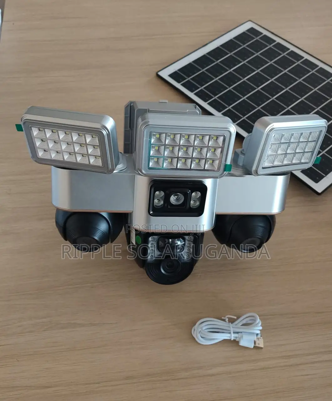 3 Lens Solar Security Camera With Motion Sensor Lights Outdoor CCTV