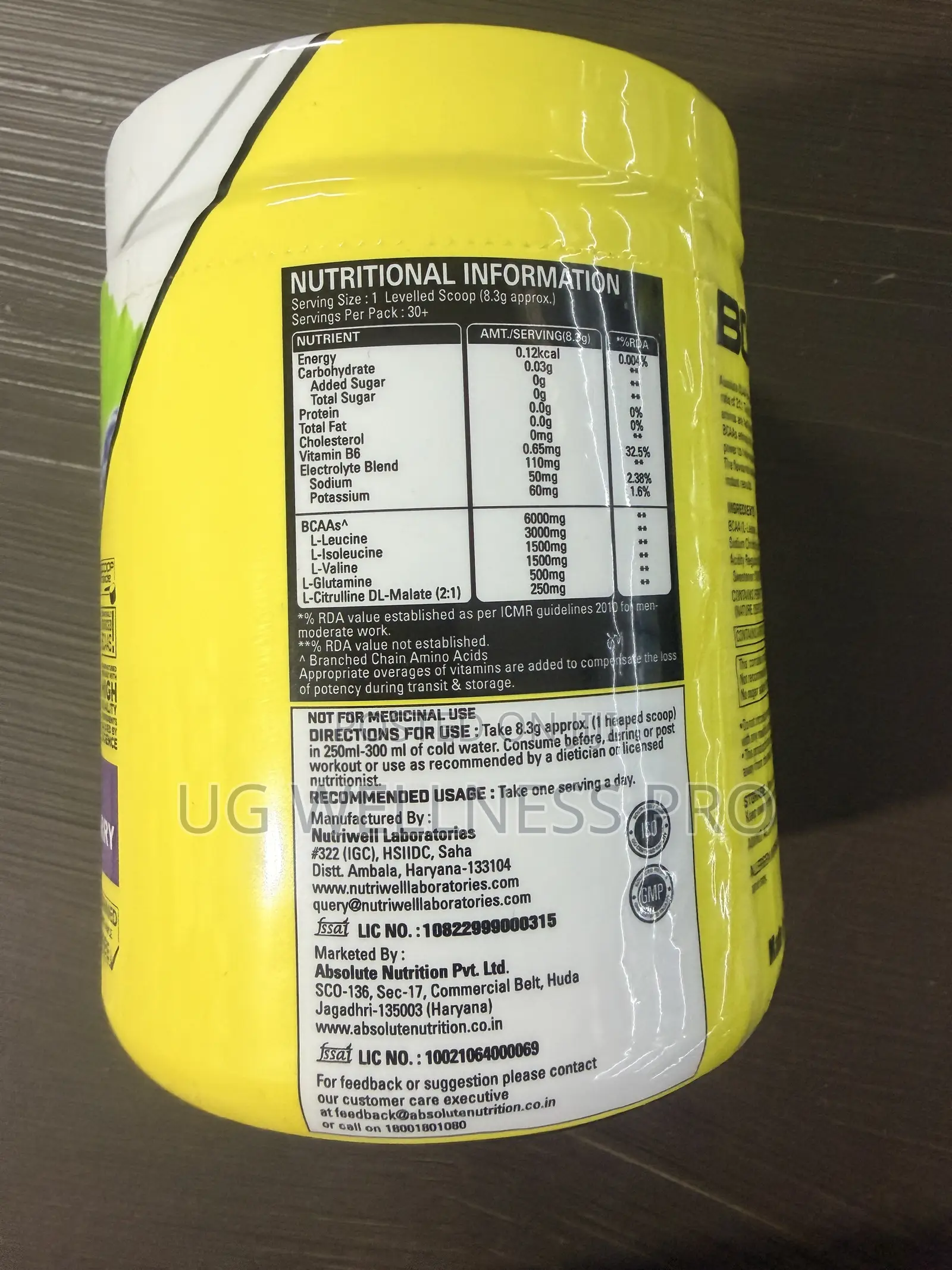 Absolute Nutrition Alpha Series BCAA Powder Blue Raspberry 30 Servings