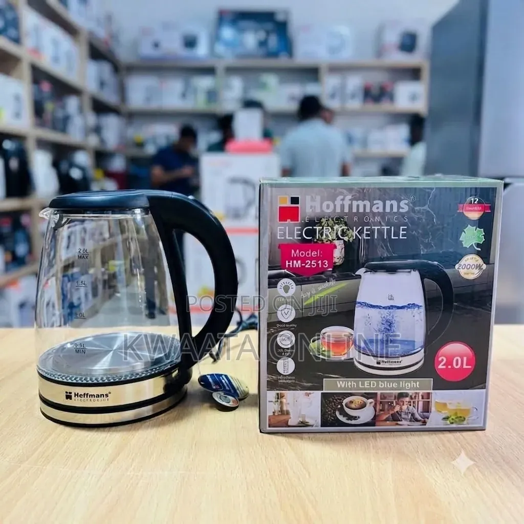 2L Hoffmans HM-2513 Glass Kettle With Led Blue Lighting 2000W