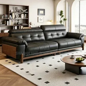 It's Three Seater Couch Redressed in Leather Material in Black Colour