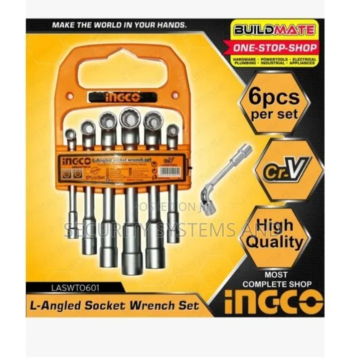 INGCO 6pcs/Set L-Angled Socket Wrench Set - Silver