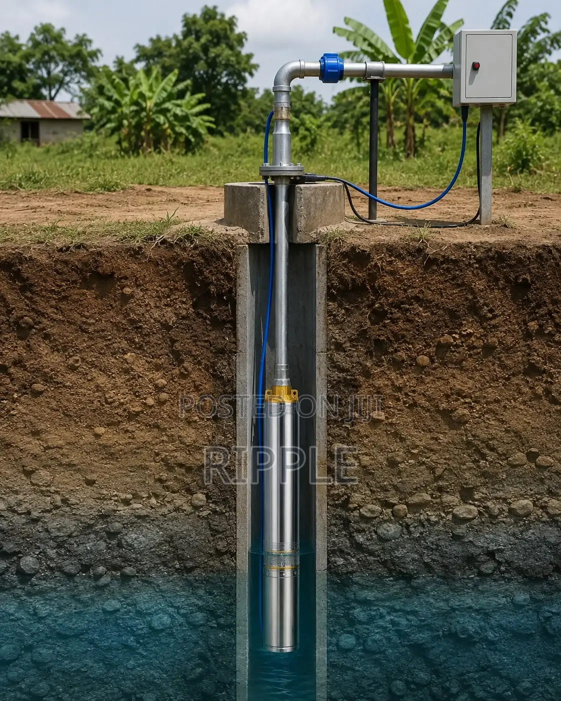 1HP AC Electric Borehole Pump 93m Head 5,800l/H 220V Deep Well Pump
