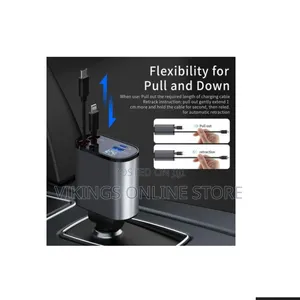 4-in-1 Retractable Fast Car Charger With a Digital LED Voltage Display