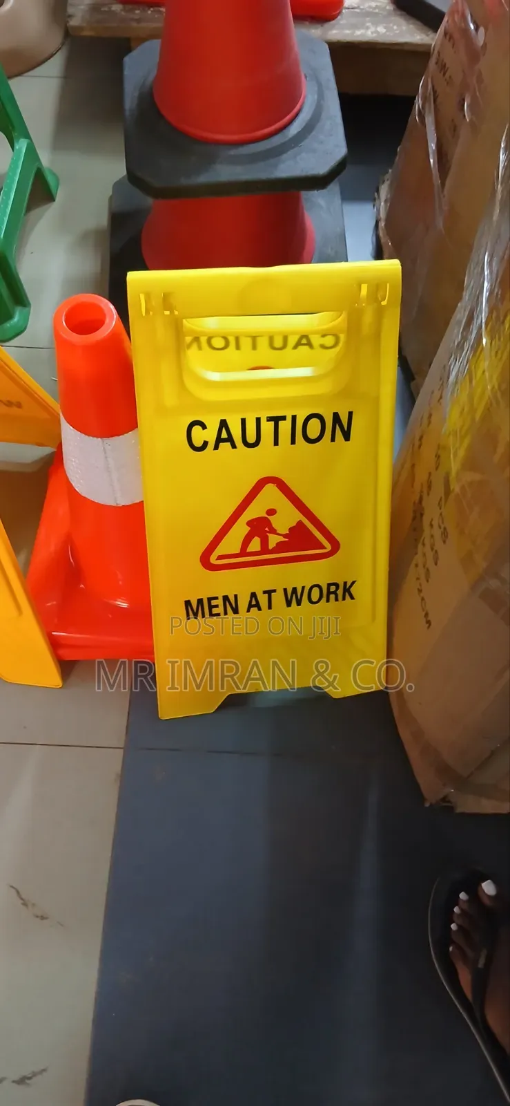 "Caution Men at Work" Folding Safety Sign Board.