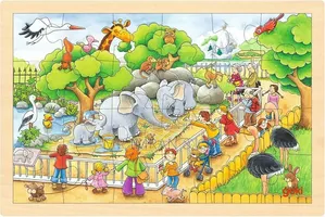 Goki Wooden "Visit at the Zoo" Jigsaw Puzzle