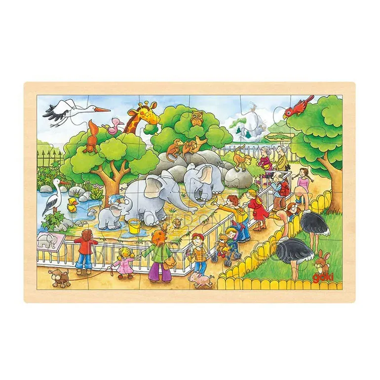 Goki Wooden "Visit at the Zoo" Jigsaw Puzzle