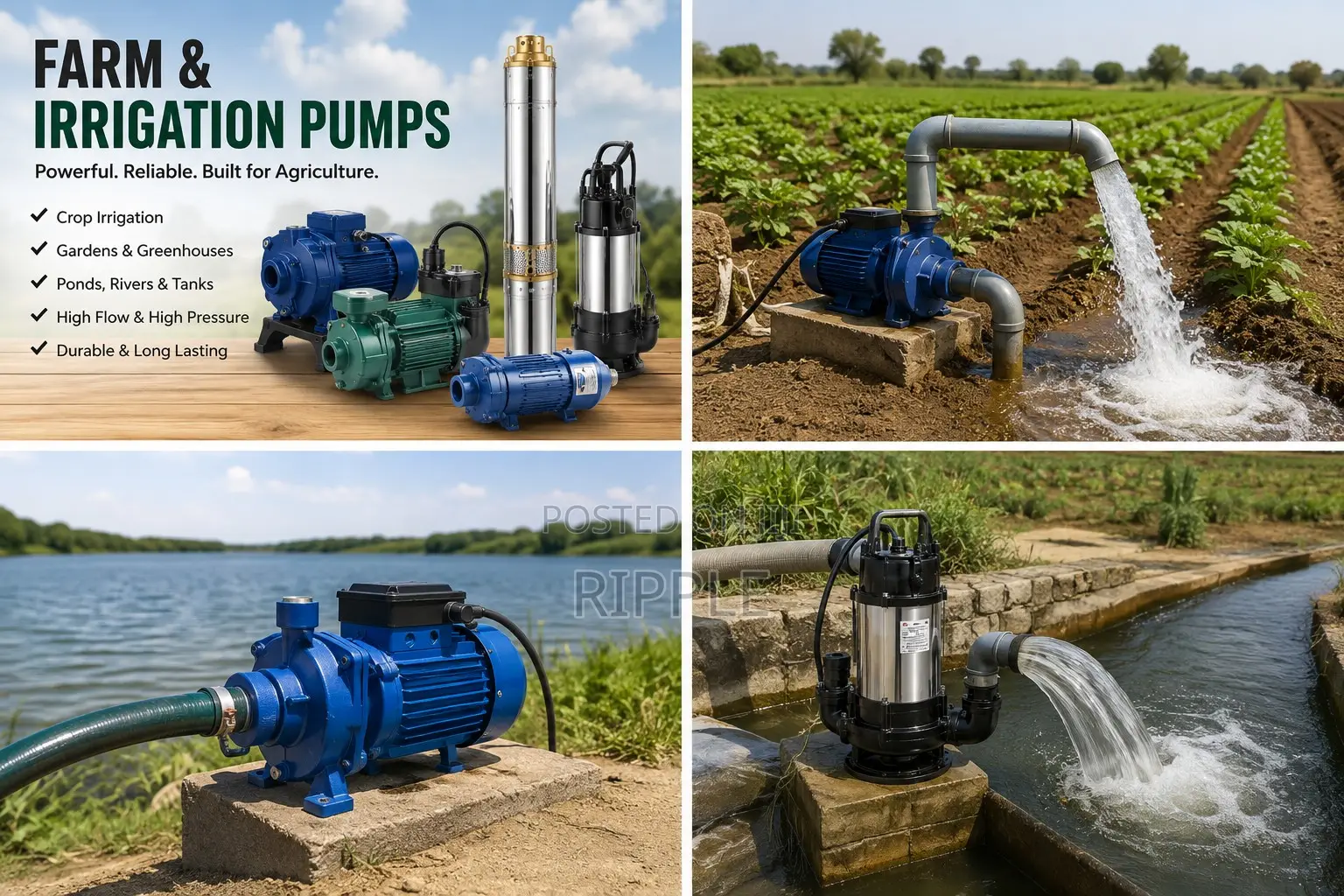 550W–2200W Electric Farm & Irrigation Water Pumps