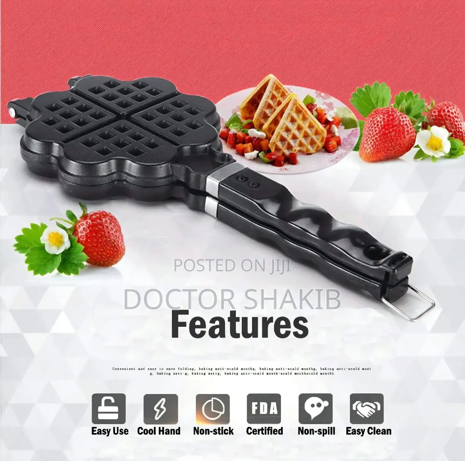 Stovetop Heart-Shaped Waffle Maker Pan