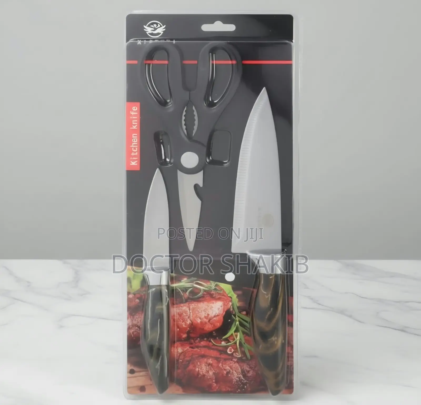 3-Piece Stainless Steel Kitchen Knife and Scissor Set