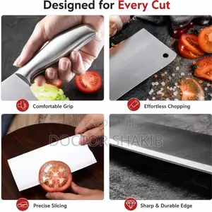 All Metal Stainless Steel Cleaver or Butcher Knife
