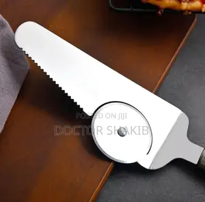 Stainless Steel 2-in-1 Pizza Cutter and Server Spatula