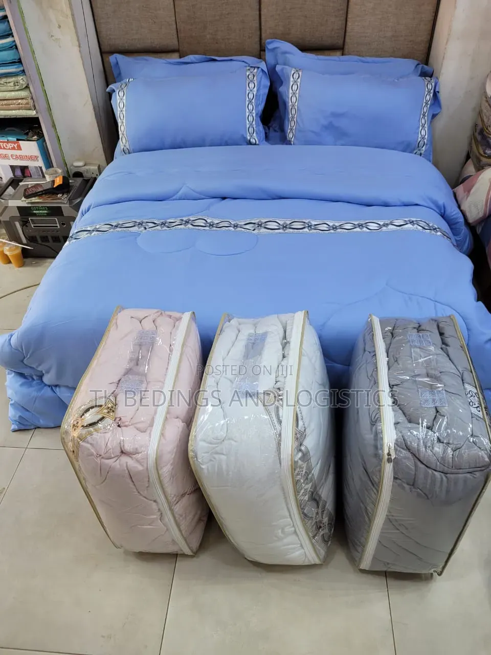 Linen Bed Comforter Blue