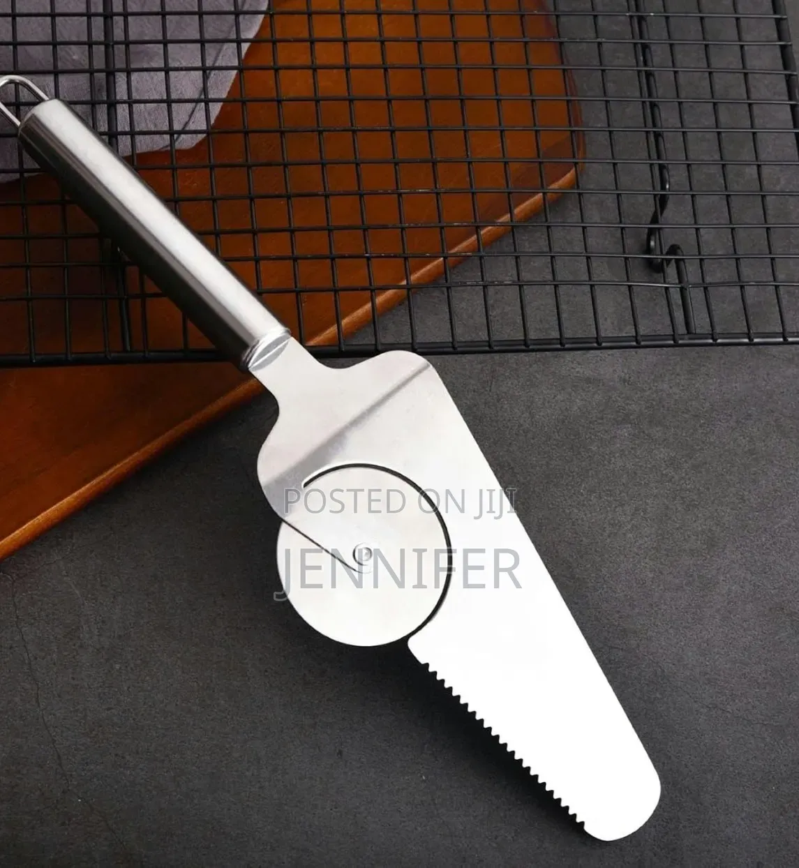 Stainless Steel 2-in-1 Pizza Cutter and Server Spatula