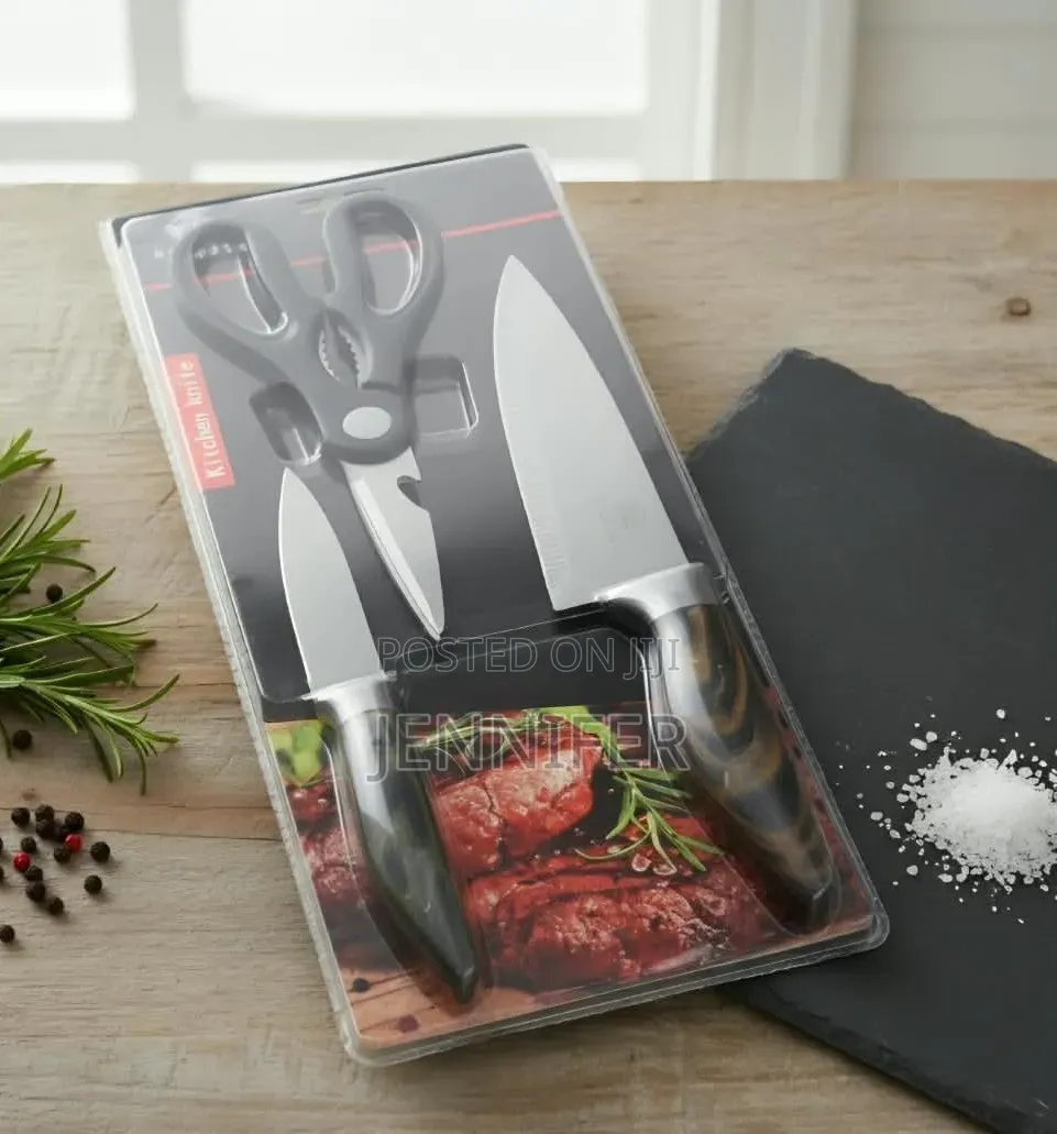 3-Piece Stainless Steel Kitchen Knife and Scissor Set