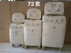 2pc Matching Set of Floral-Embossed Trolley Luggage and Travel Bags.