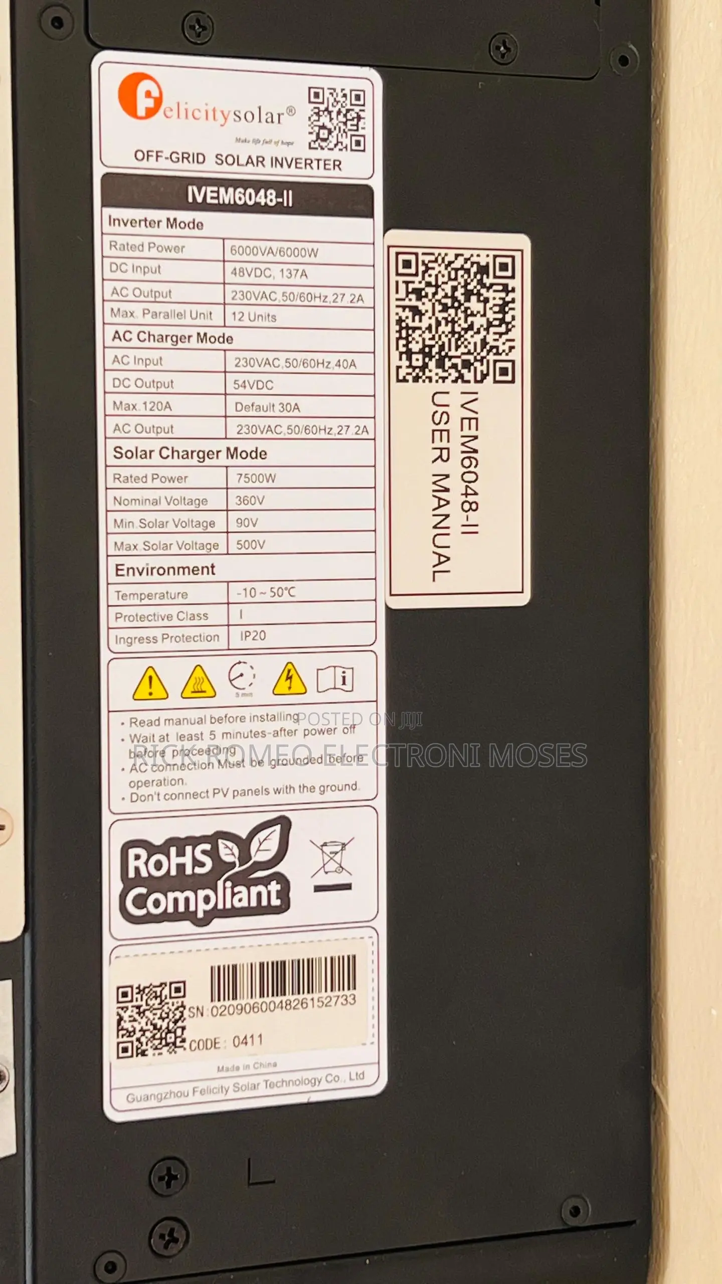 6kva 48v Hybrid Inverter for a 10kwh Solar System