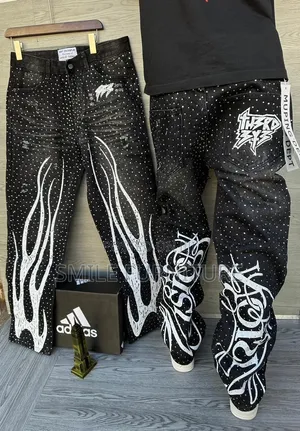 ​Men's Vintage Acid Wash Dragon Embroidered Jeans - Baggy Fit