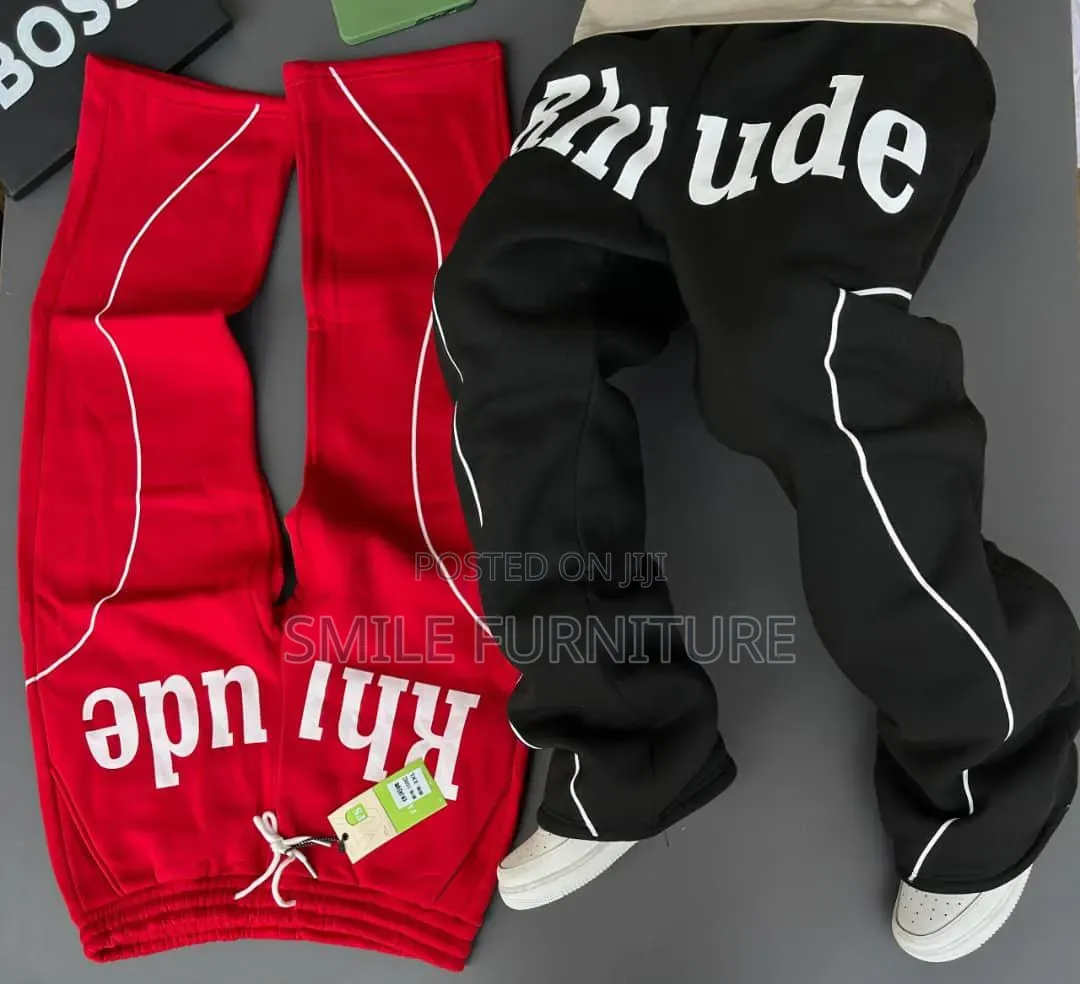 ​Men's Red Double Stripe Track Pants With Ankle Zippers