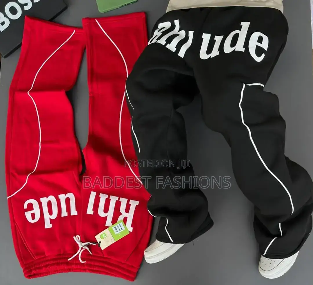 ​Men's Red Double Stripe Track Pants With Ankle Zippers