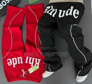 ​Men's Red Double Stripe Track Pants With Ankle Zippers