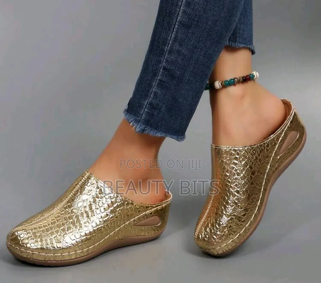 Gold Casual Wedges