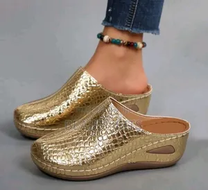 Gold Casual Wedges