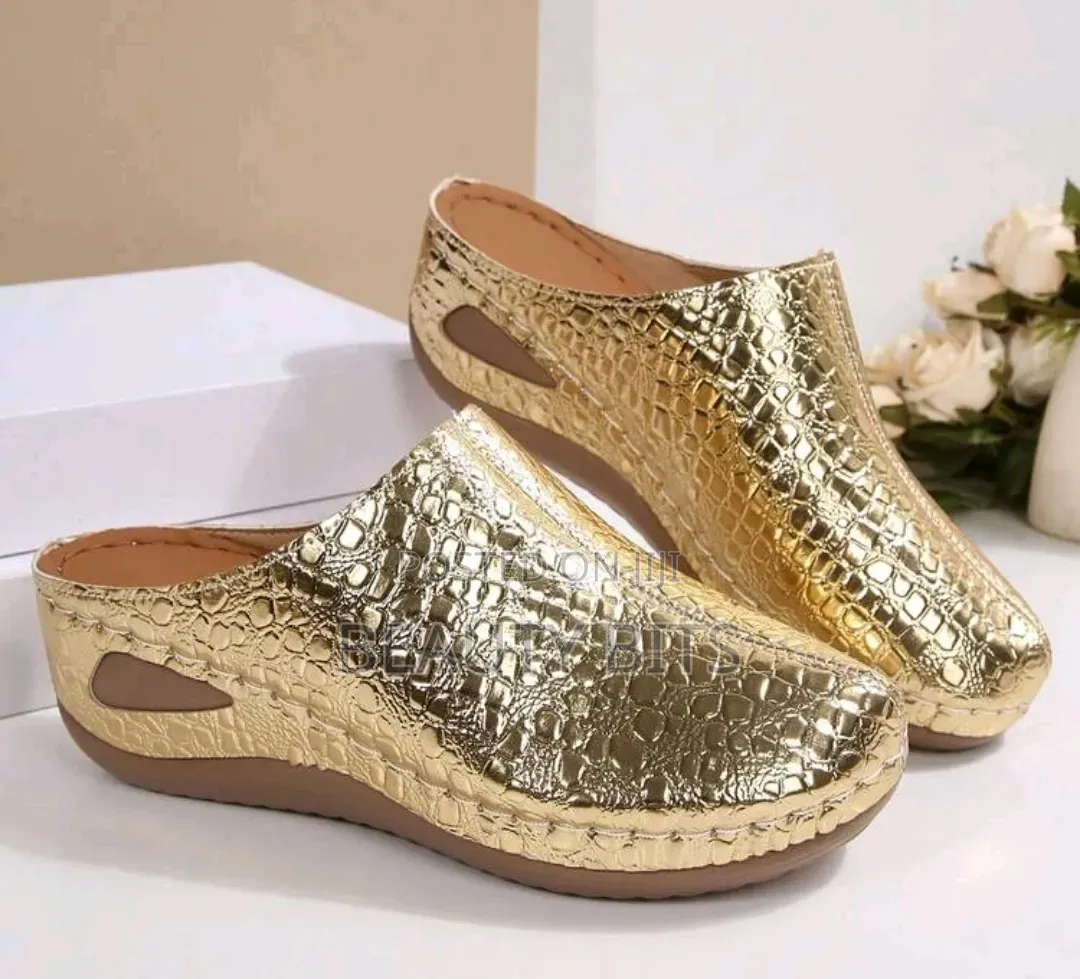 Gold Casual Wedges