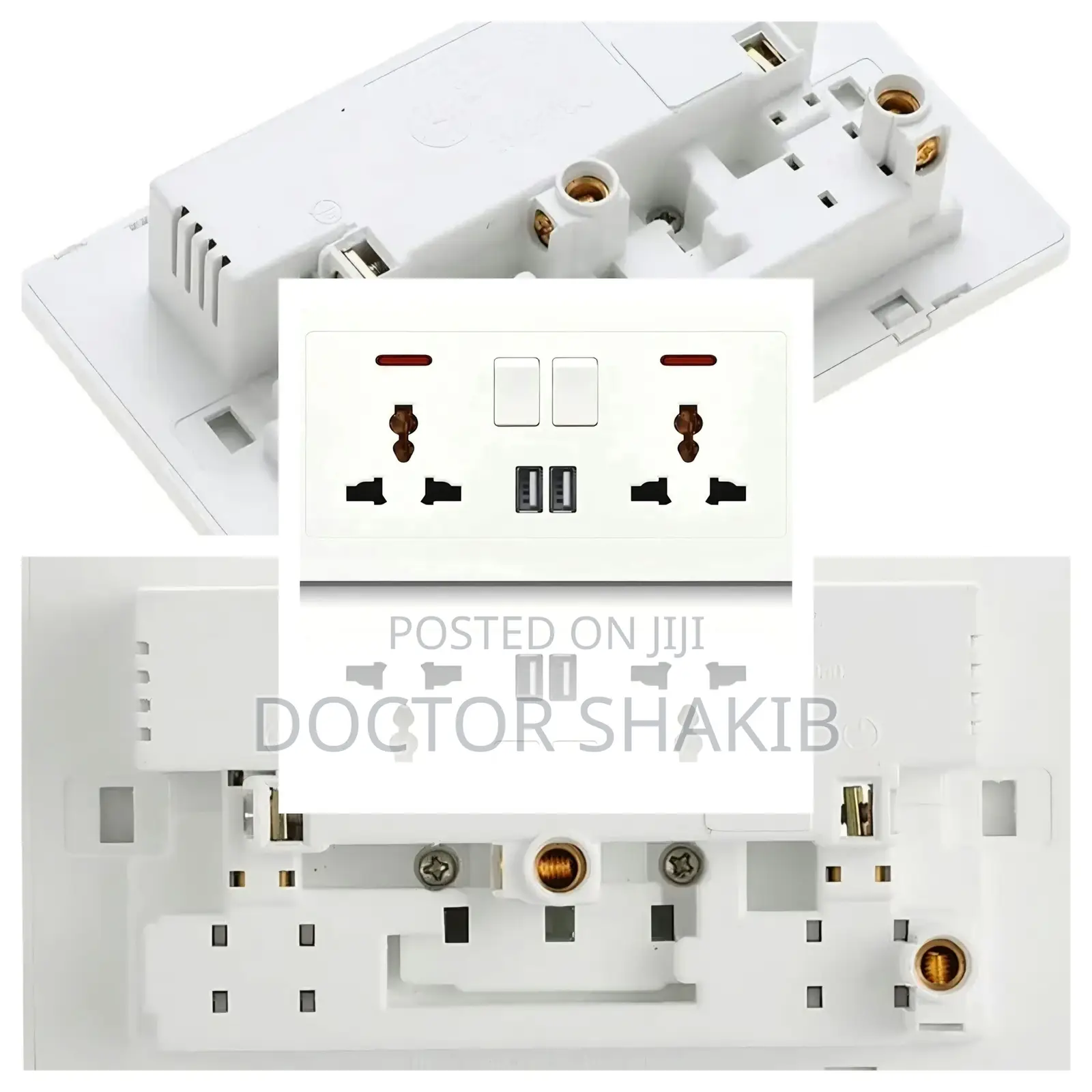 2-Gang Universal Switched Wall Socket With USB Ports