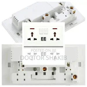 2-Gang Universal Switched Wall Socket With USB Ports
