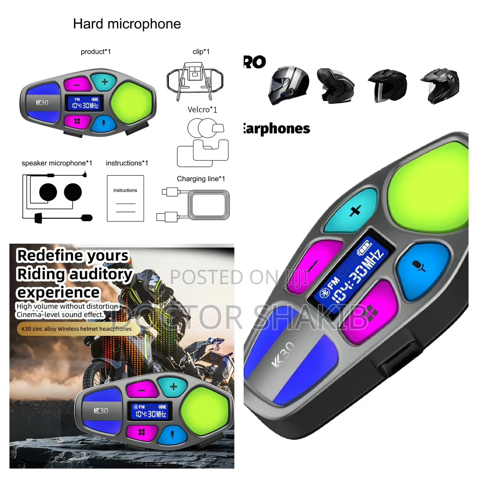 K30 Motorcycle Helmet Headset With FM Radio